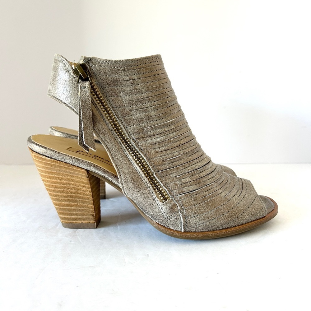 Paul Green Cayanne Bootie Sandal Heel Shoe Metallic Peep Toe Size EU35.5 US 5.5 - Picture 4 of 15